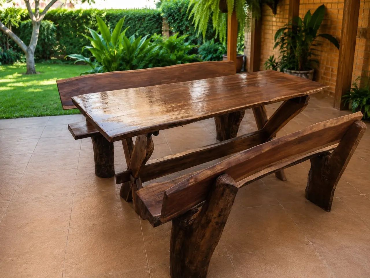 Mesa rústica com brancos 