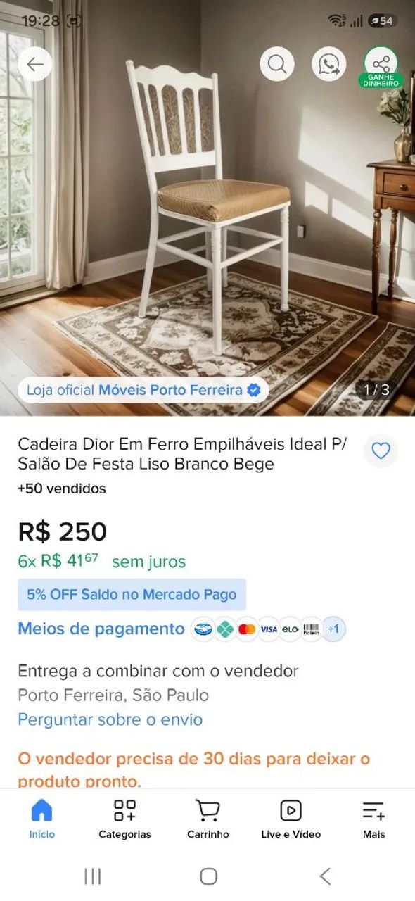 Cadeira Dior Em Ferro Dourado - Foto 3