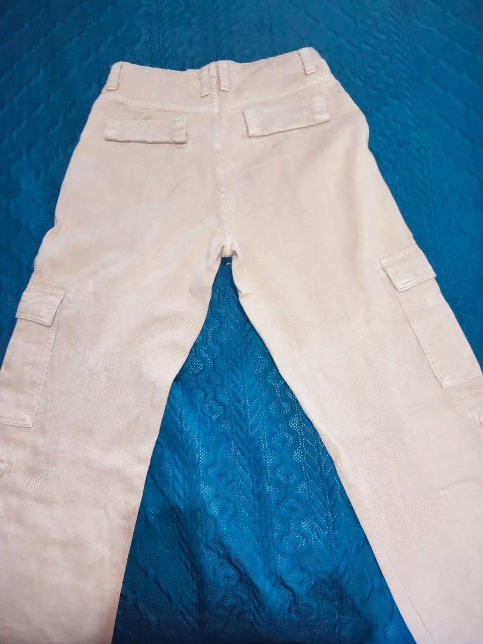 Calça cargo wide leg bege tam36 - Foto 4