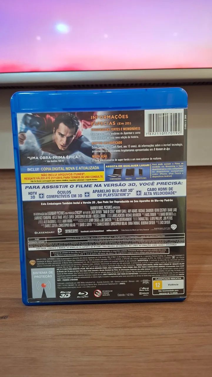 RARO! O Homem de Aço Blu-ray + 3D Original | Superman | Colecionador - Foto 5