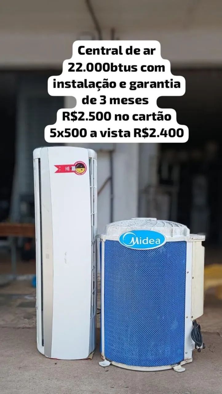 Central de ar 22.000 btus com instalação e garantia de 3 meses 
