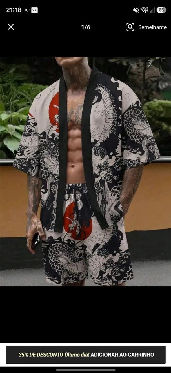 Conjunto Kimono Chinês com Estampa de Dragão Vermelho Lua Estilo Cartum (One Piece)