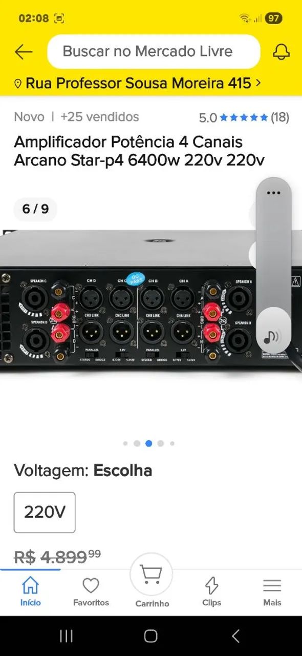 Amplificador de potência 4 canais arcano star-p4 6400 wats rms 220V  - Foto 3