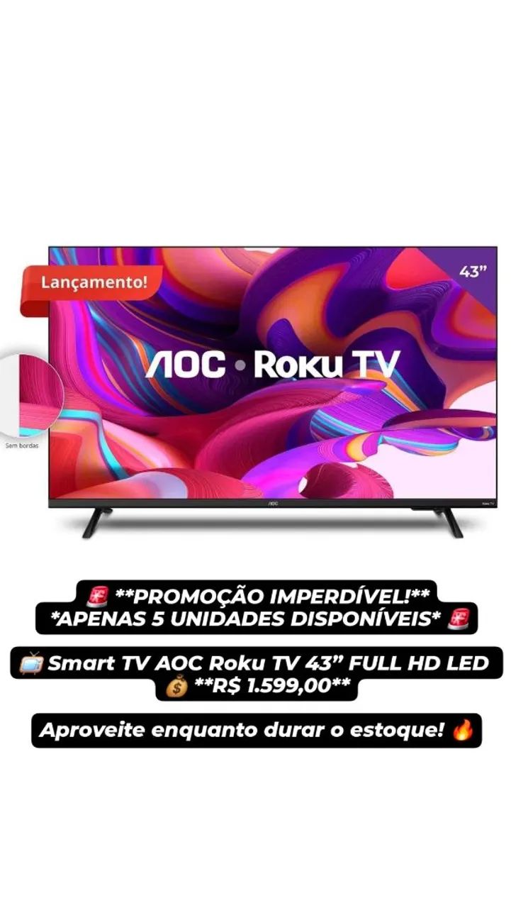 SMART TV AOC ROKU TV 43" FULL HD
