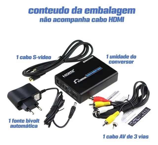 Conversor De Video Composto Av 3 Rca S-video Hdmi 