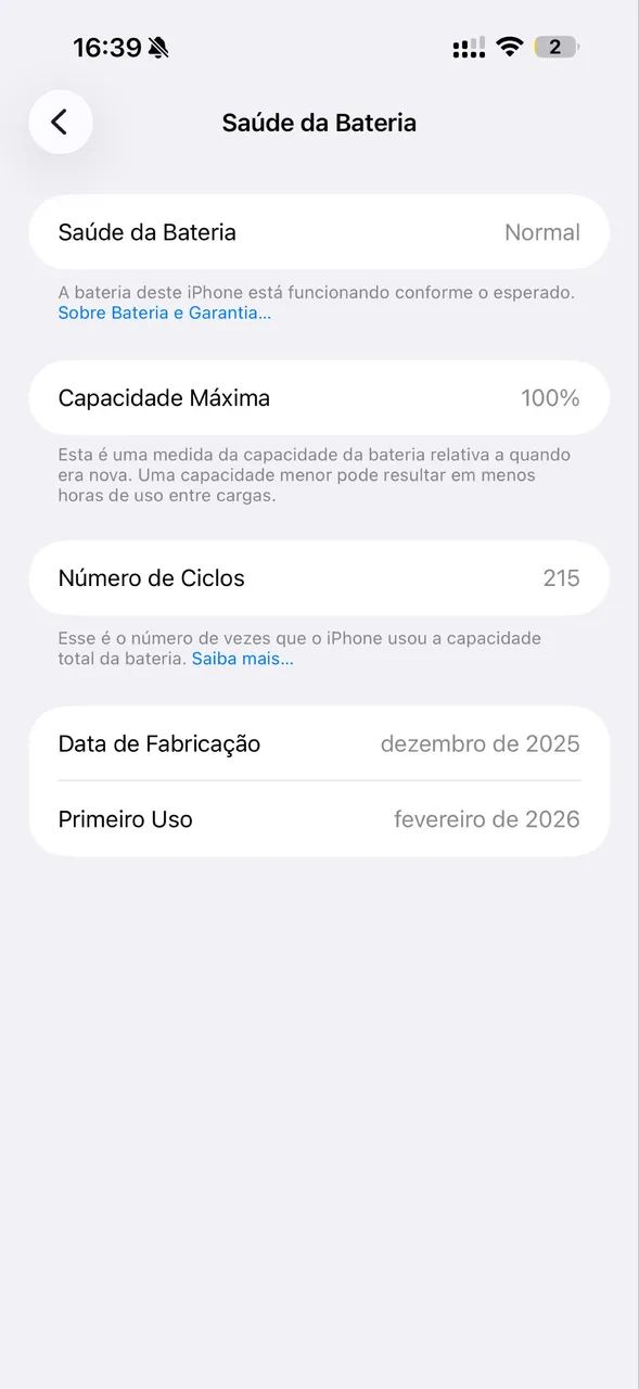 iPhone 17 Pro Max 256GB - 100% de bateria - 215 ciclos - EUA