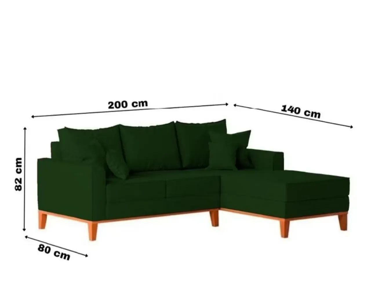 Sofá 3 Lugares Beny com Chaise Direito Suede Verde - Foto 3