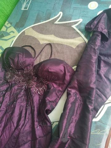 Vestido de festa de tafetá roxo Tam 46