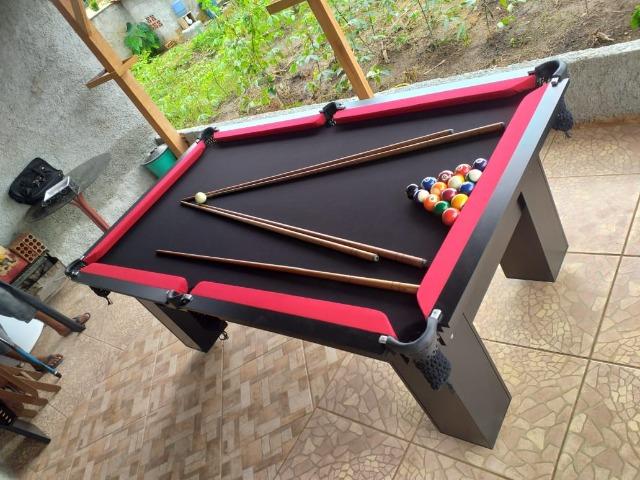 Mesa Charme de Bilhar | Mesa Preta | Tecido Preto | Borda Vermelha |EXFM808 - Foto 3