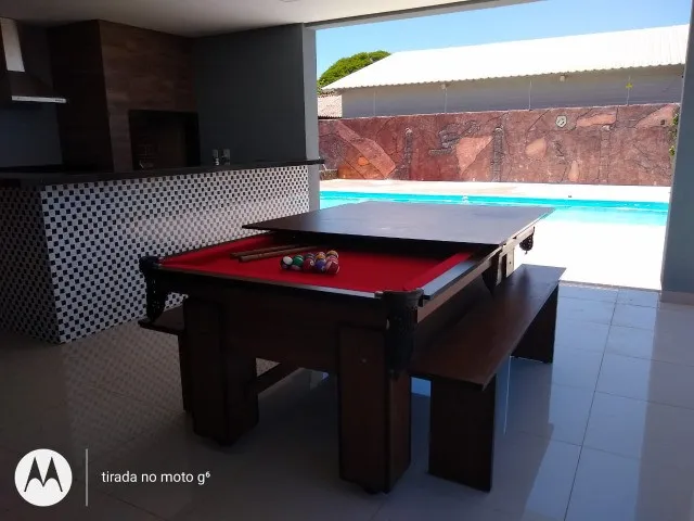Mesa de Bilhar Charme Malaga Tecido Vermelho Modelo FFD3115