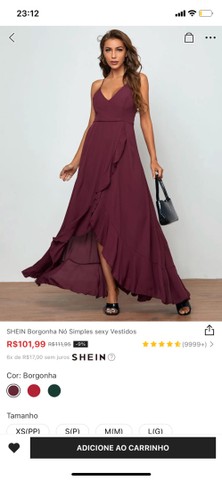Vestido de festa vermelho vinho/ bordô pp. novo