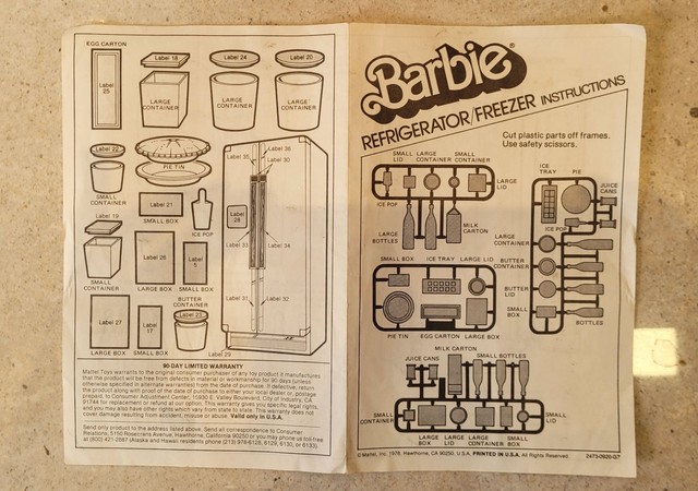Brinquedo Geladeira Barbie Mattel 1978 c manual original - Foto 5