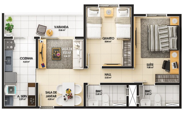 D114 Apartamento para venda com 58 metros quadrados com 2 quartos em Turu - São Luís - MA - Foto 3