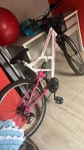 Bicicleta mormaii fullsion aro 26 branco rosa - mormaiishop - mobile