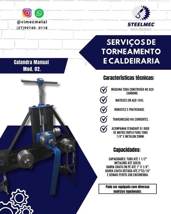 Calandra Elétrica SteelMec EL01 - Torneamento e Caldeiraria - Foto 3