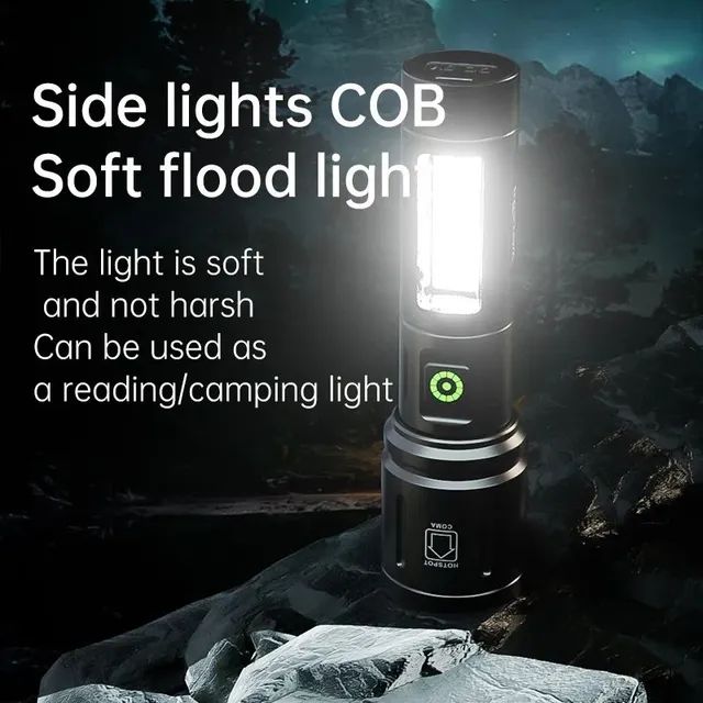 Lanterna Led laser 500 +metros, alumínio, mais Led cob lateral usb  - Foto 2