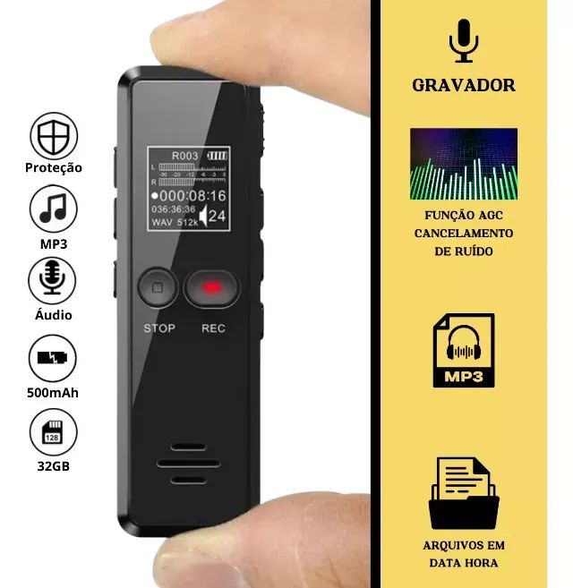 Mini Gravador Voz 35 Horas Digital  Audio Sensor Voz - Foto 2