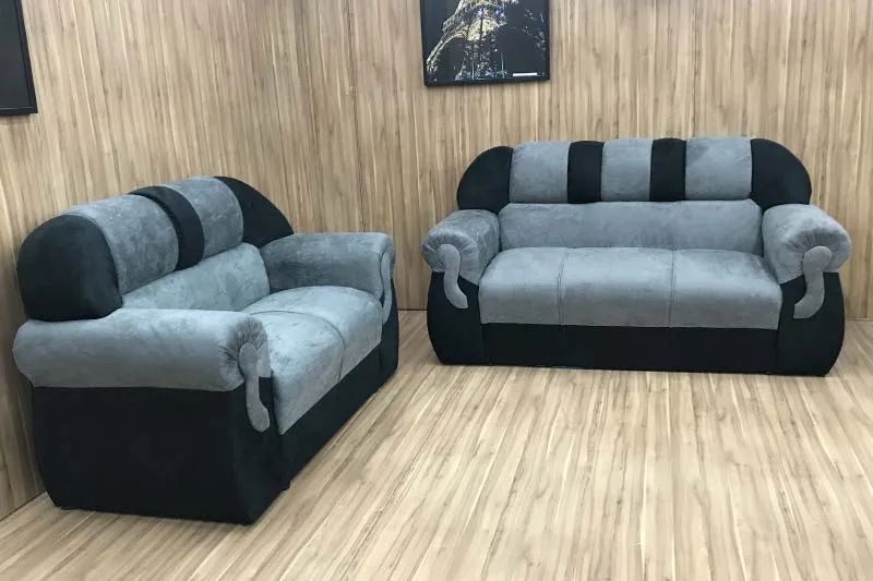 Sofá 2 e 3 Lugares Cinza com Preto Paris a544 - Foto 2