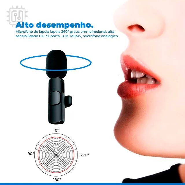 Microfone de Lapela Wireless Sem Fio Tipo C Para Android Celular Tablet Usb-C - Foto 5