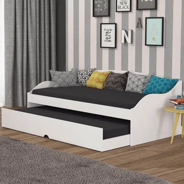 Sofá Cama Lais com Cama Auxiliar 3 Lugares Branco - Foto 2