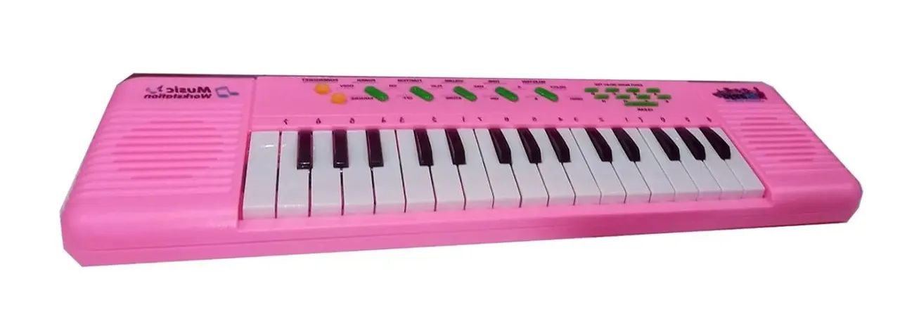 brinquedo infantil teclado rosa com microfone 32 teclas tk-ab4803