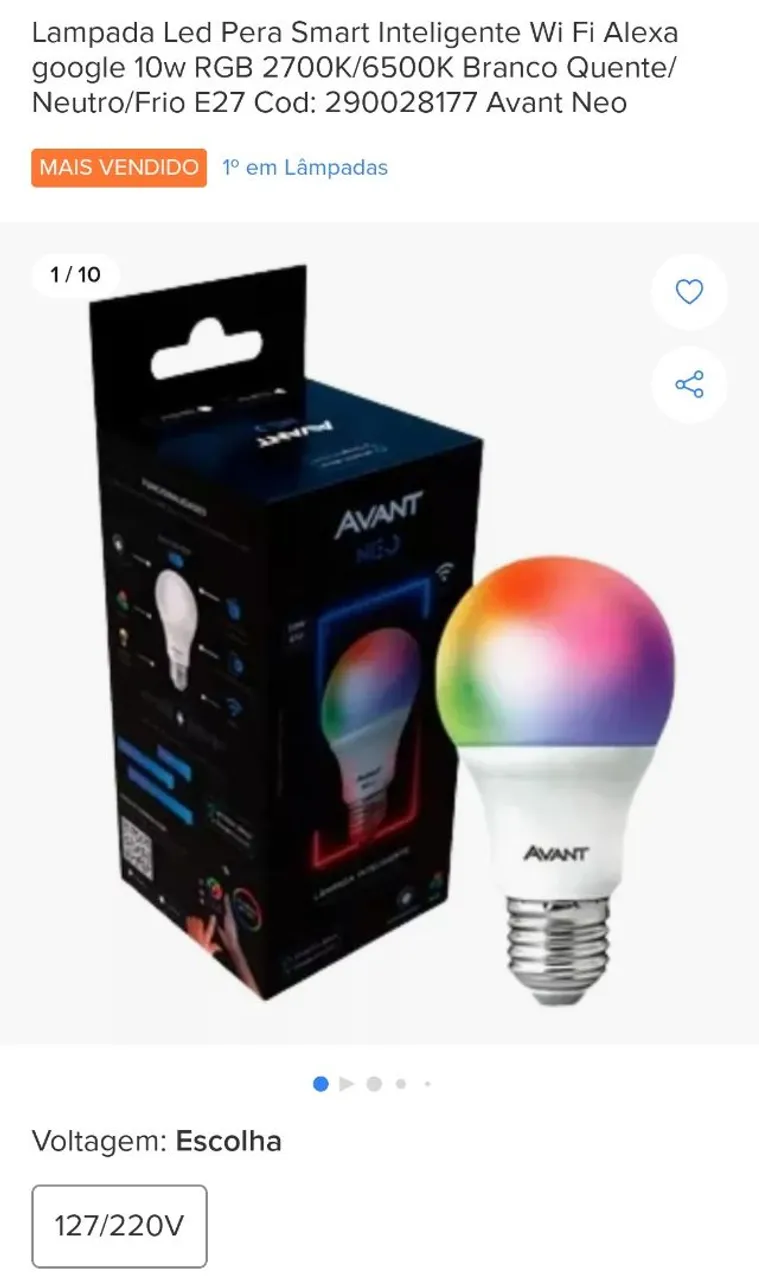 Lâmpada inteligente Avant