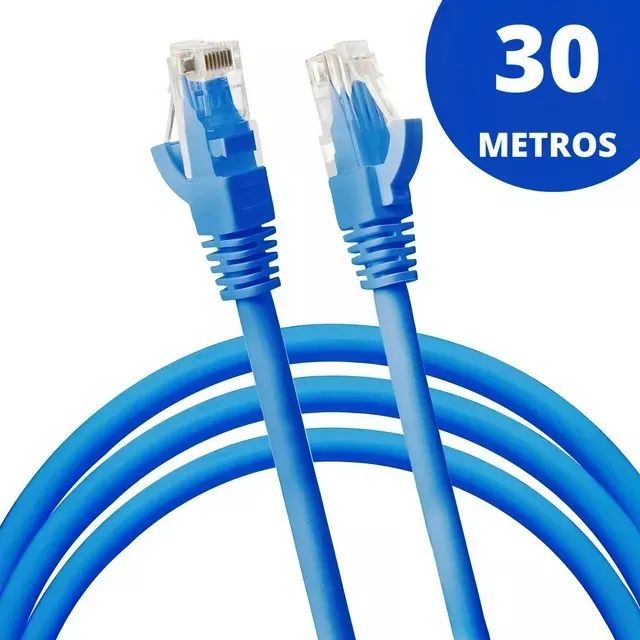 Cabo De Rede 30m Internet Conector Rj45 Internet Crimpado Cat5 - Loja Coimbra Computadores - Foto 3