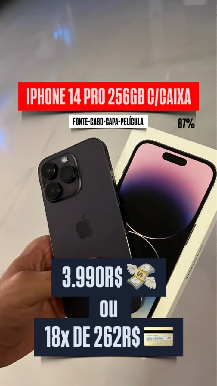 iPhone 14 Pro 256Gb c/caixa impecável 