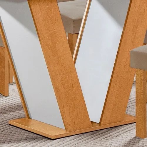 Mesa Qatar com 4 C Londres Sem Vidro 120x80cm Cinamomo/Off White Tecido 169 - Cel - Foto 3