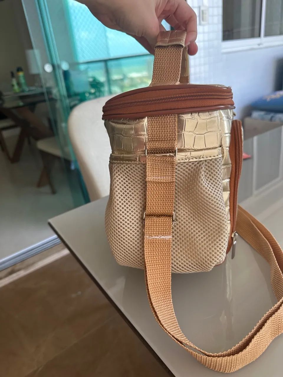 Bolsa Térmica Dourada Croco - Nova - Nunca Usada - Foto 3