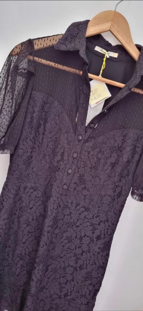 Vestido preto em tule e renda novo