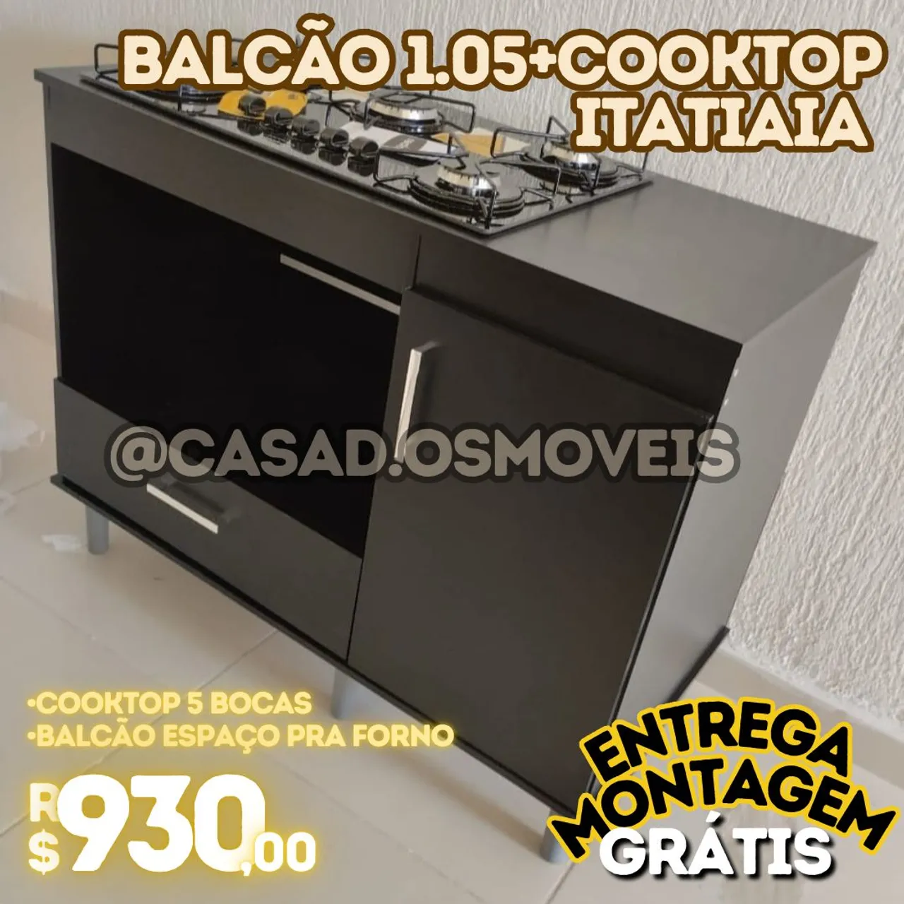 Balcão 1.05m com Cooktop Itatiaia 5 Bocas