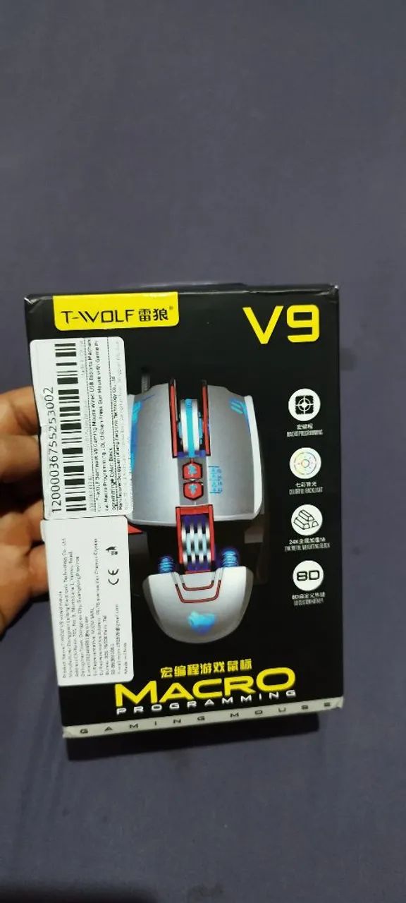 Mouse Gamer T-Wolf V9 Macro Programavel - 8 Botões