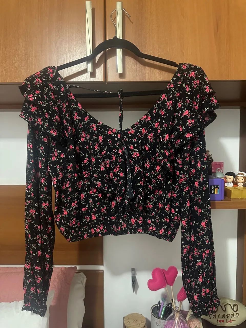 Blusa Floral curta Manga Longa - Foto 3