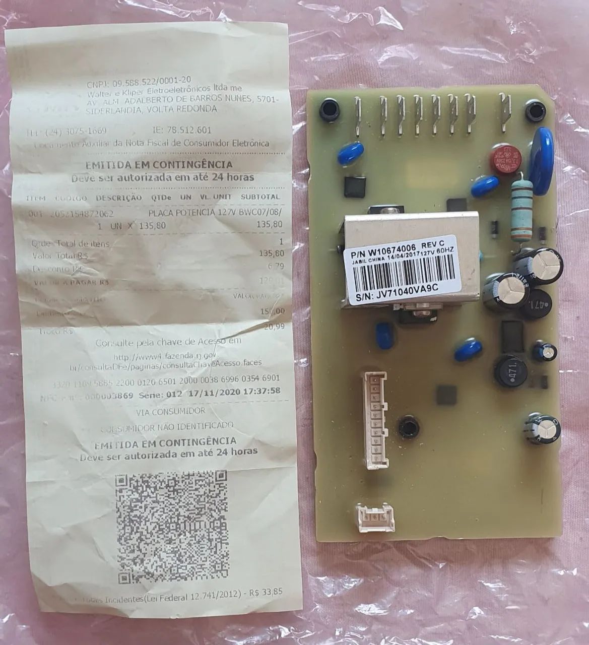 Placa Potência 127V BWC07/08/ - Peça para Máquina