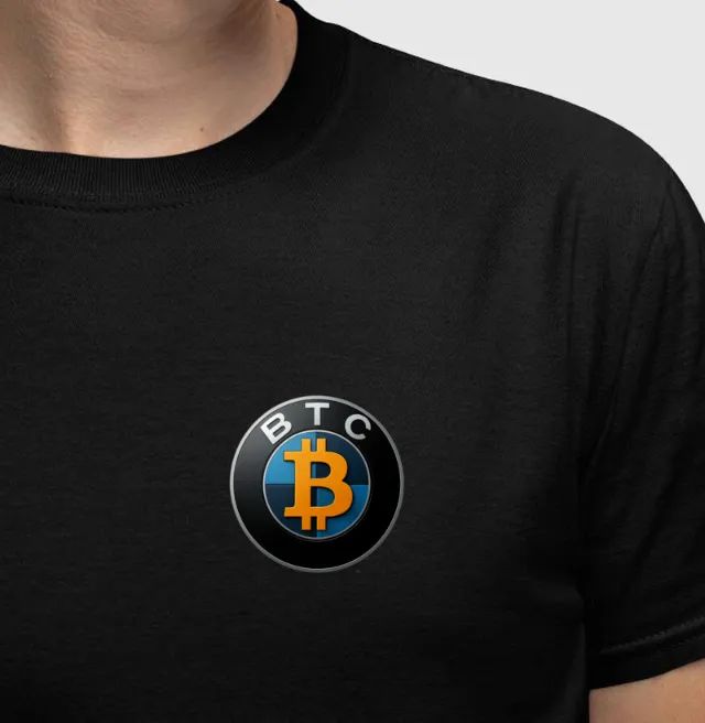 Camiseta Bitcoin BTC cripto estampa estilo BMW