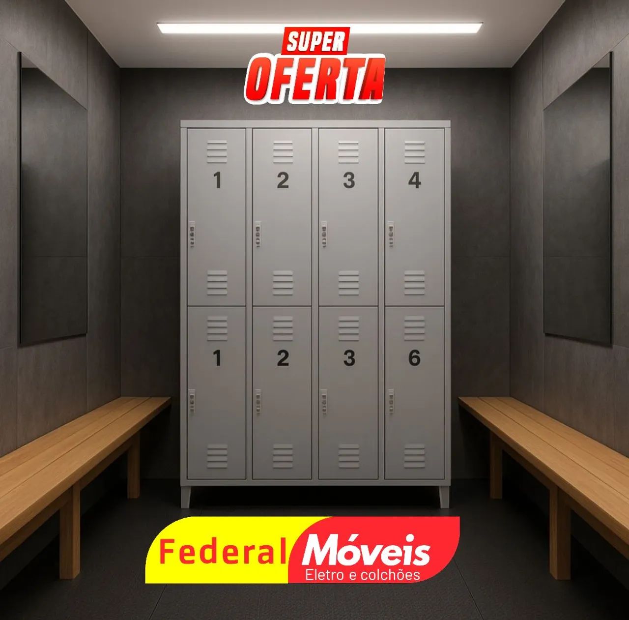 Armário em Aço para Academia com 8 Portas - Resistente e Moderno