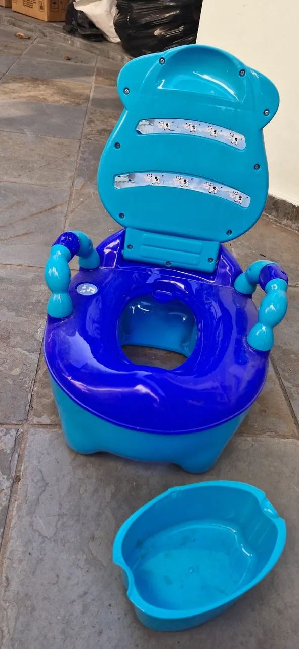 Penico pinico troninho infantil ideal para desfralde azul urso - Foto 3