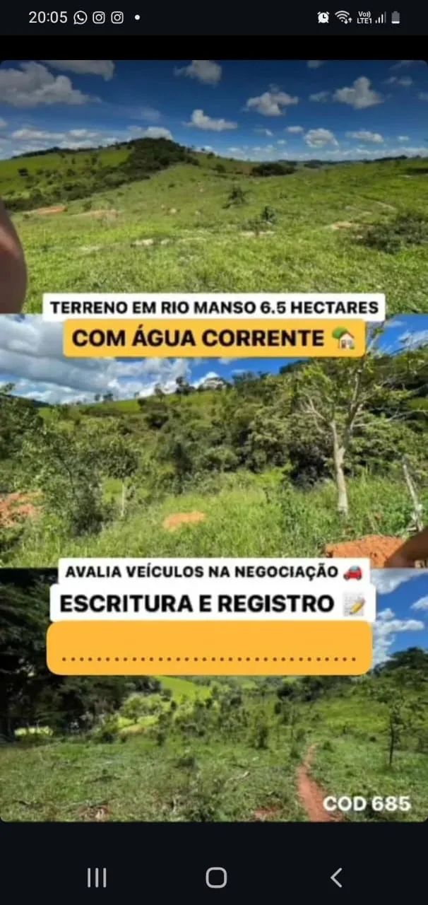 Bom Jardim/Rio Manso - Terreno de 6 hc 
