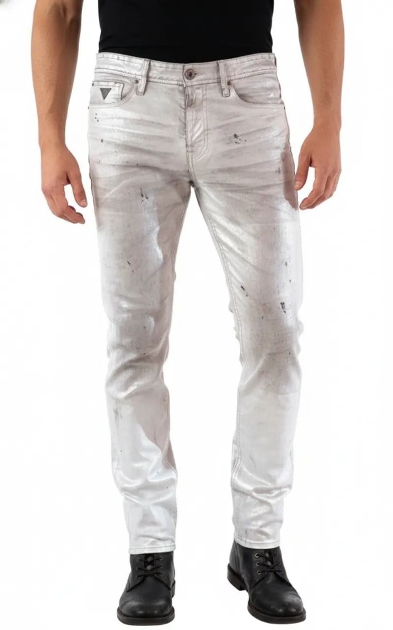 Calça masculina jeans Guess metalizada