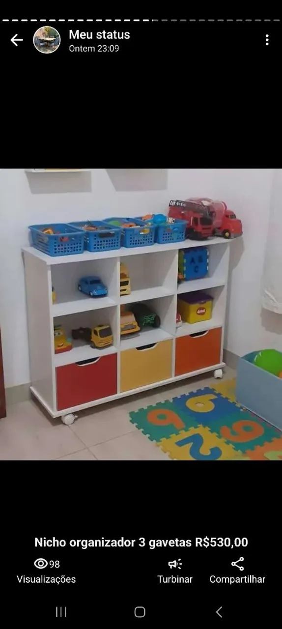 Nicho Organizador Infantil com 3 Gavetas