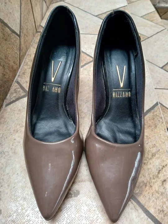 Sapatos de Salto Alto 7cm Marrom e preto dual collor), n 35 Vizzano