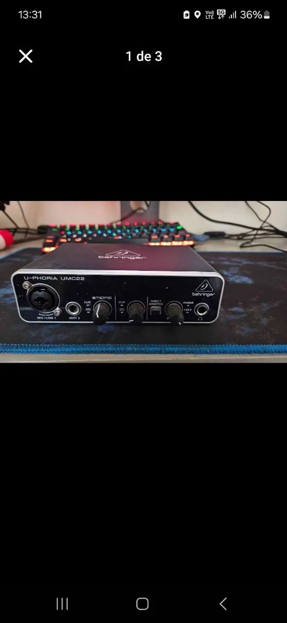 Interface de Áudio Behringer U-Phoria UMC22 - Foto 3