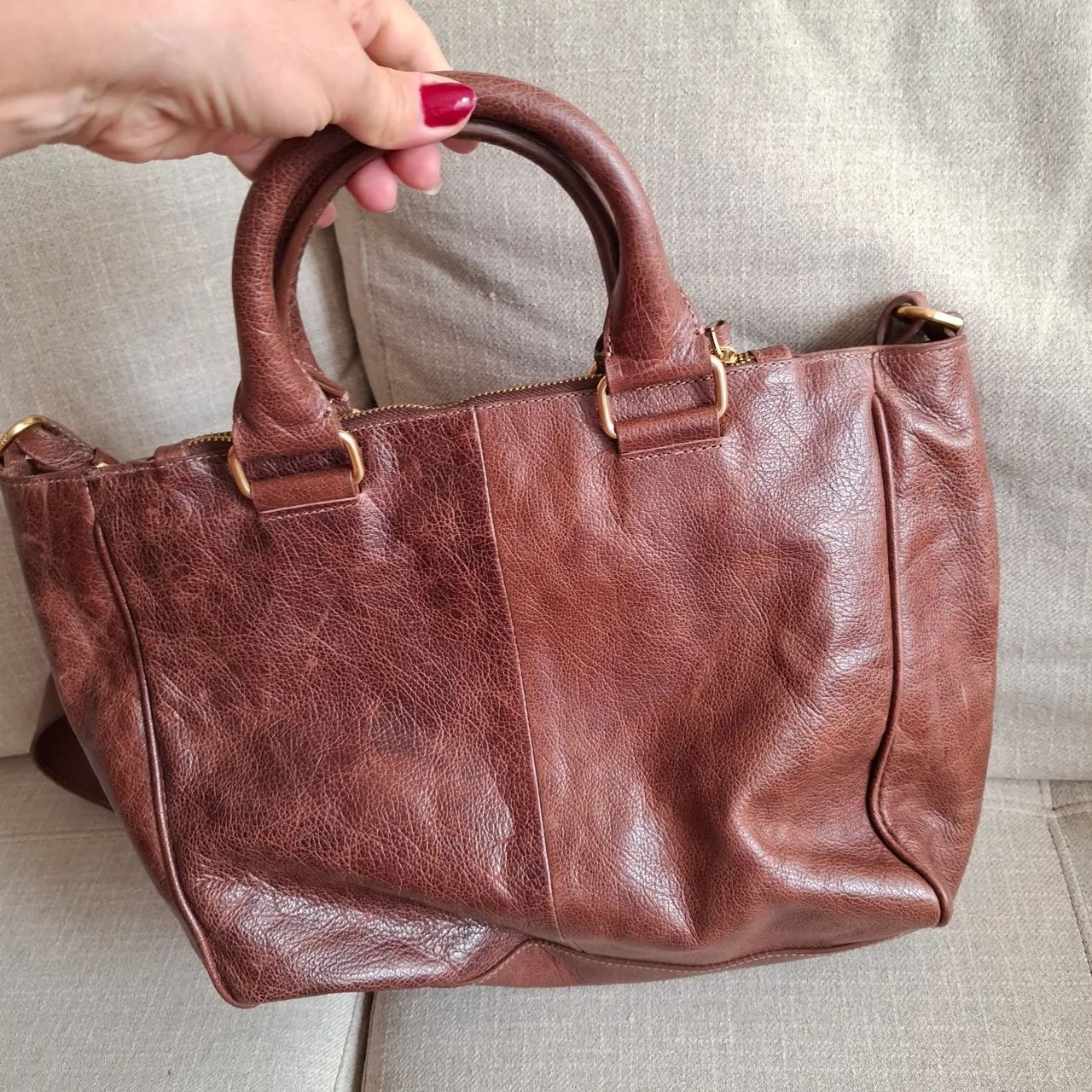 Bolsa de Ombro Marrom de Couro - Foto 2