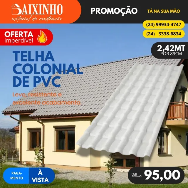 Telha Colonial de PVC Cinza