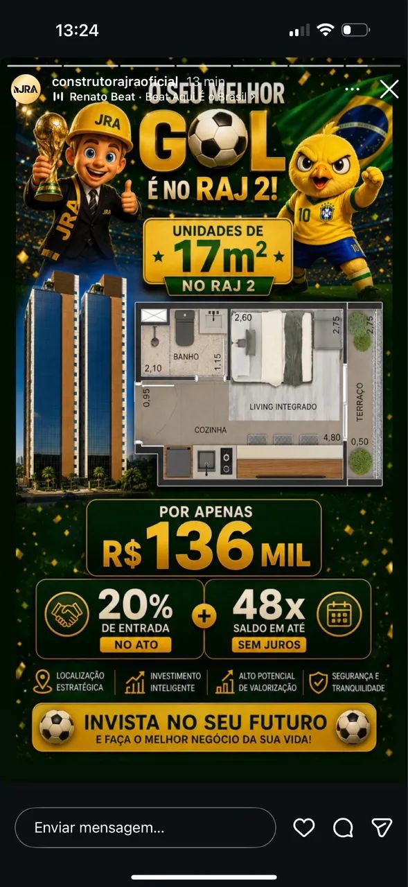 ? RAJ HOME II STUDIO & PAES ? Kitnets lindas e modernas de 17 a 40m² ? 