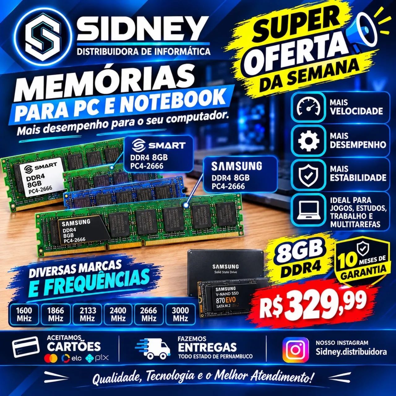 Memória para pc e notebook 