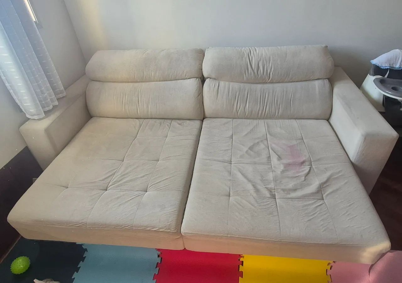 Sofá retratil 2,10 cor Bege (Suede) - Foto 2