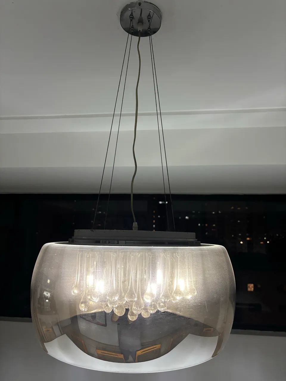 Lustre Elegante Cúpula Prata 
