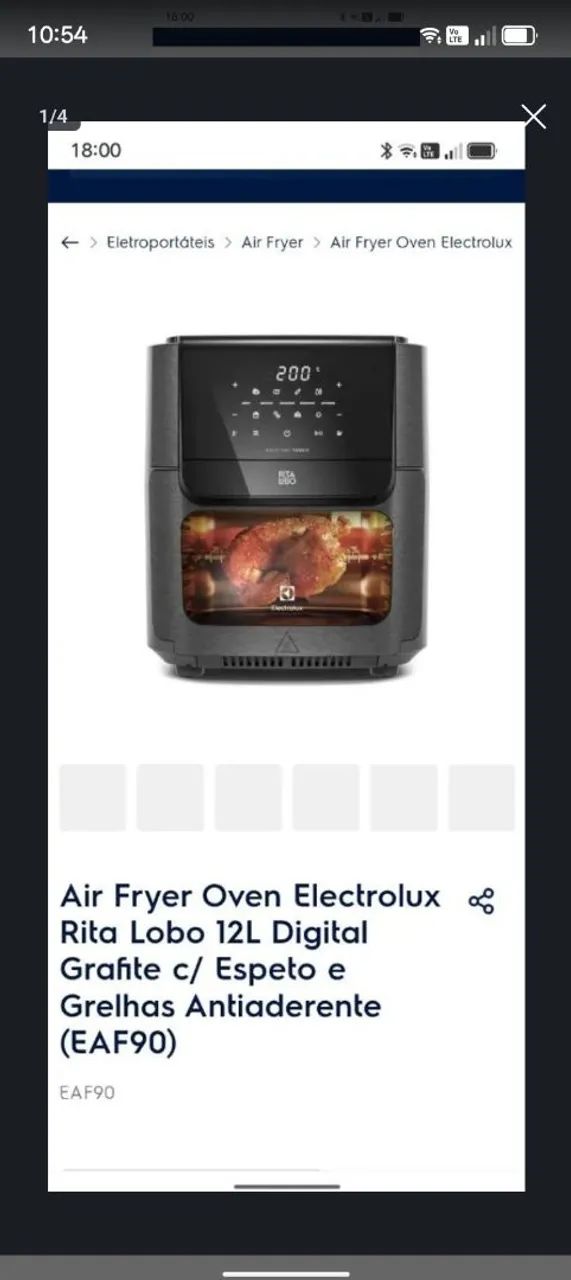 Air Fryer Oven Electrolux por Rita Lobo 12L Digital Grafite Experience 1700W (EAF85) - Foto 4